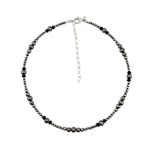 Onyx Desert Pearl Bead Necklace Sterling Silver