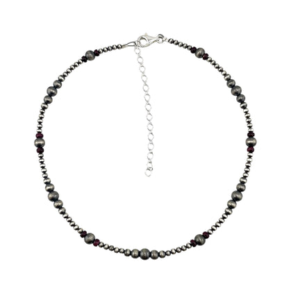 Purple Spiny Oyster Desert Pearl Bead Necklace Sterling Silver