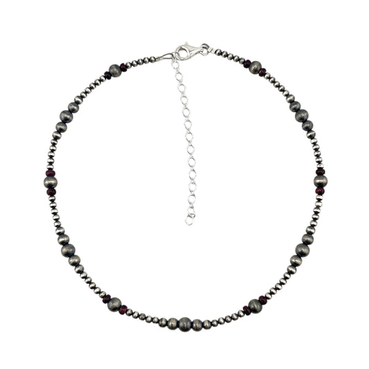 Purple Spiny Oyster Desert Pearl Bead Necklace Sterling Silver