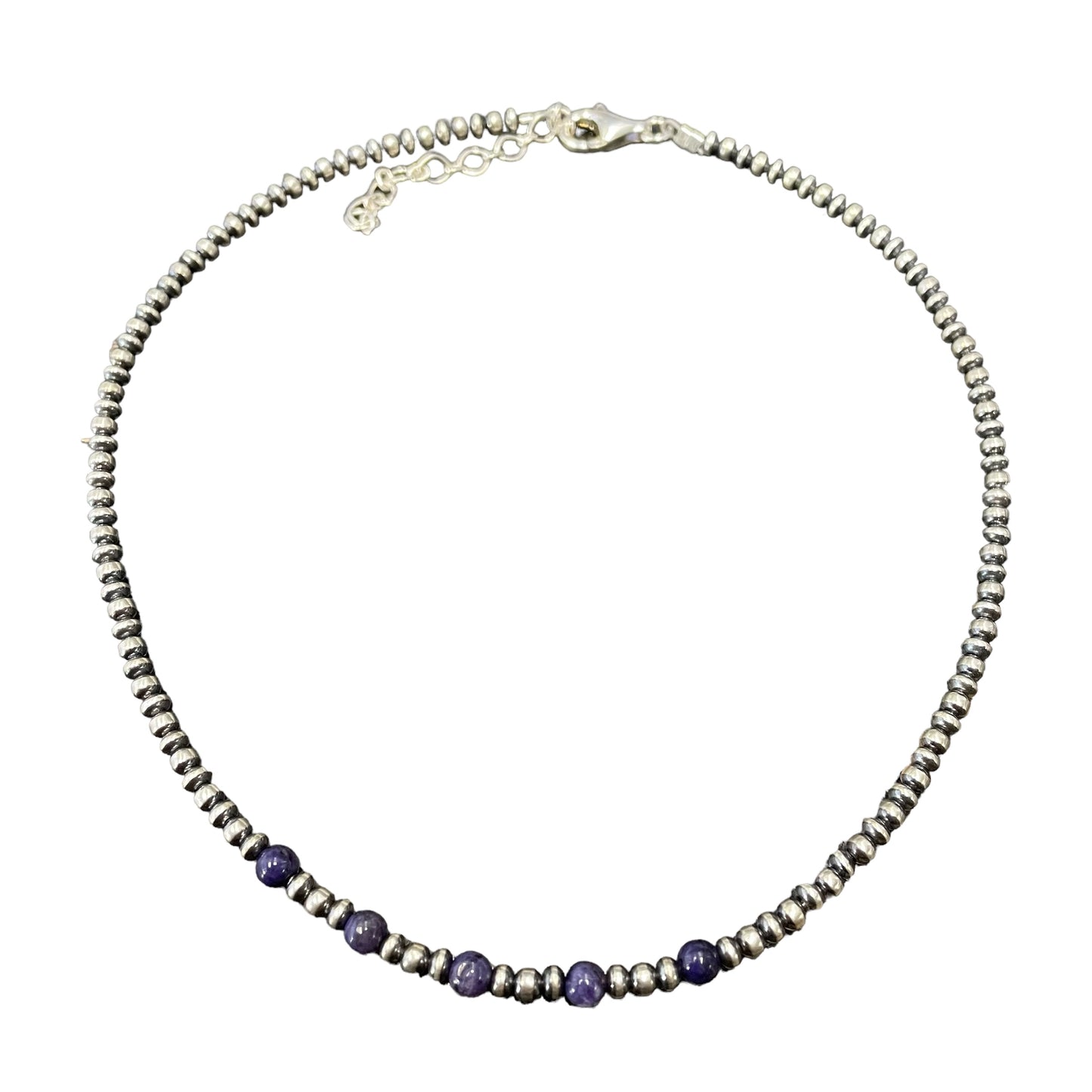 Charoite Desert Pearl Bead Necklace Sterling Silver