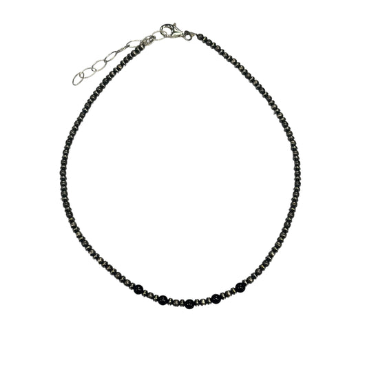 Onyx Desert Pearl Bead Necklace Sterling Silver