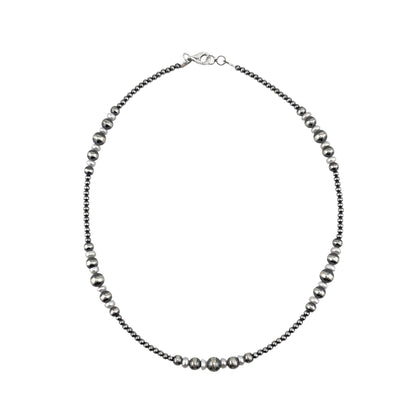 Desert Pearls & White Pearls Graduated Bead Necklace Sterling Silver
