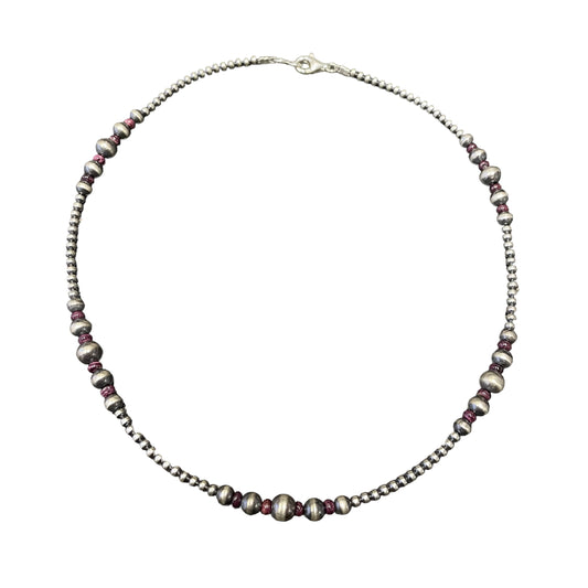 Purple Spiny Oyster Desert Pearl Bead Necklace Sterling Silver