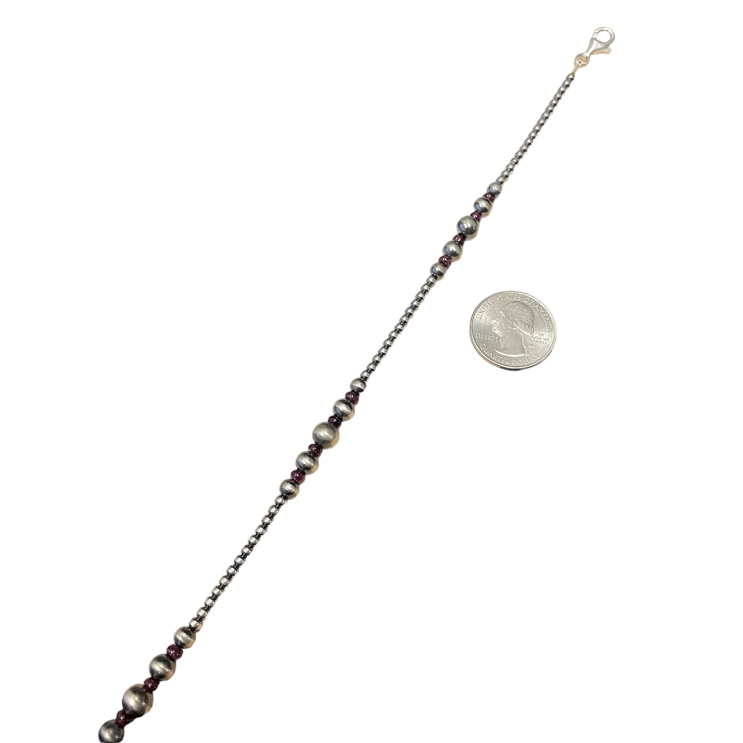 Purple Spiny Oyster Desert Pearl Bead Necklace Sterling Silver