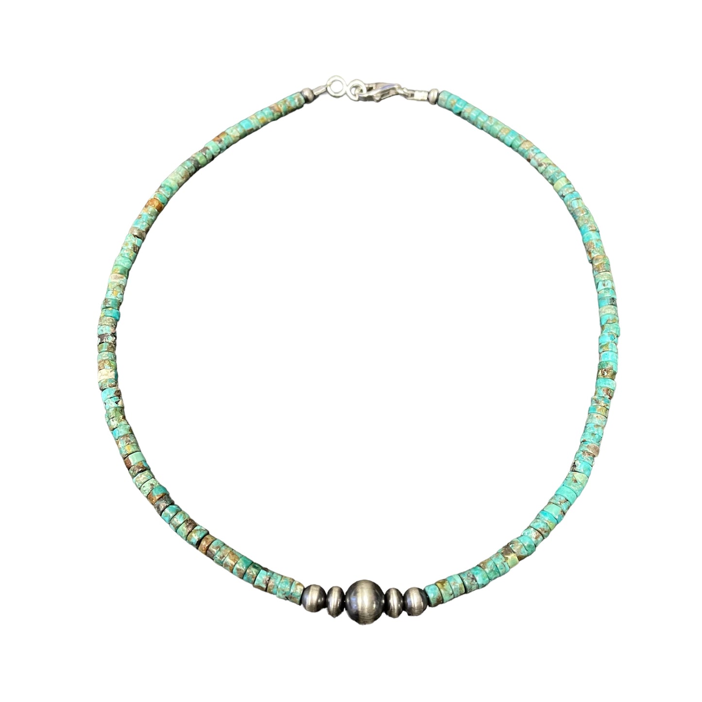 Turquoise Desert Pearl Bead Necklace Sterling Silver