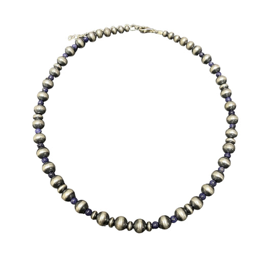 Charoite Desert Pearl Bead Necklace Sterling Silver