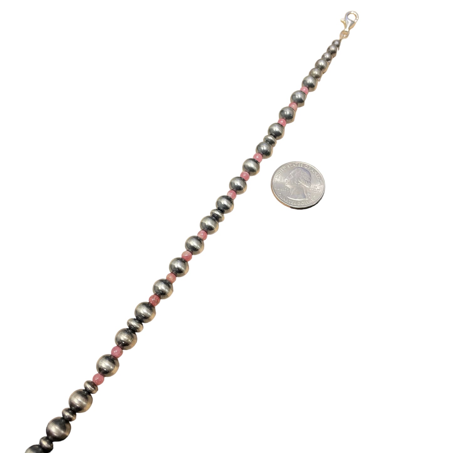 Rhodochrosite Desert Pearl Bead Necklace Sterling Silver