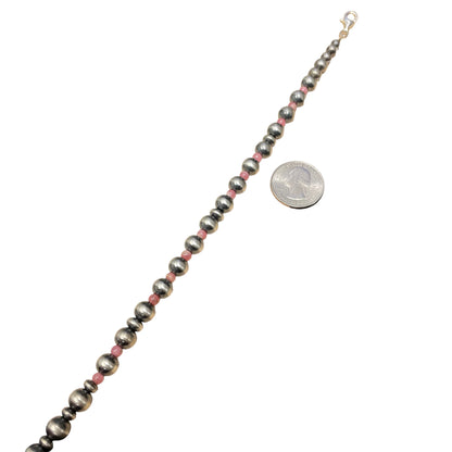 Rhodochrosite Desert Pearl Bead Necklace Sterling Silver