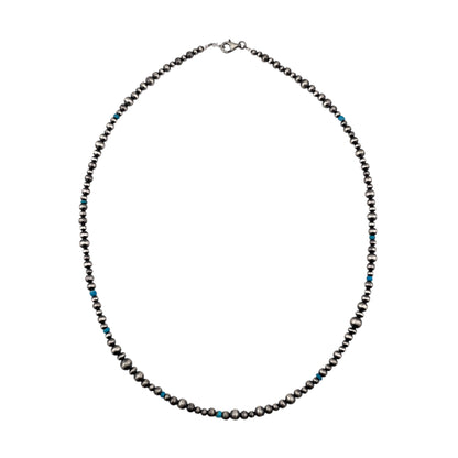 Turquoise Desert Pearls Mixed Bead Necklace Sterling Silver
