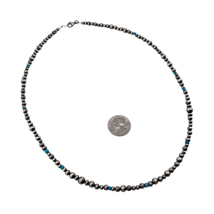 Turquoise Desert Pearls Mixed Bead Necklace Sterling Silver