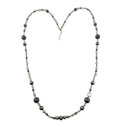 White Pearl Desert Pearls Mixed Bead Wrap Necklace Sterling Silver
