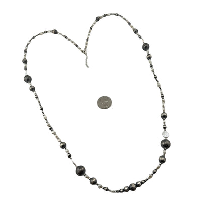 White Pearl Desert Pearls Mixed Bead Wrap Necklace Sterling Silver