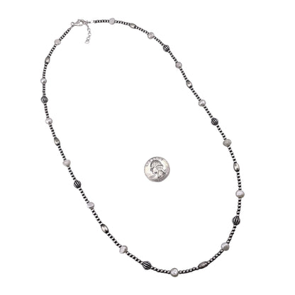 White Pearl Desert Pearls Mixed Bead Necklace Sterling Silver