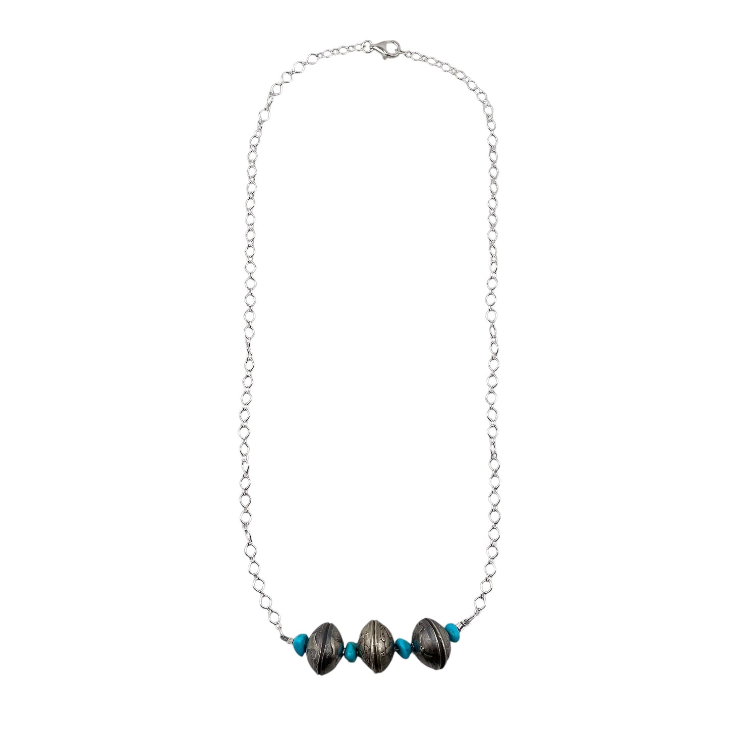 3 Mercury Dime Coin Turquoise Bar Necklace Sterling Silver
