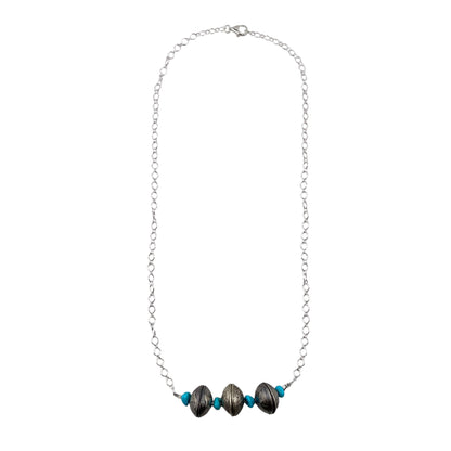 3 Mercury Dime Coin Turquoise Bar Necklace Sterling Silver