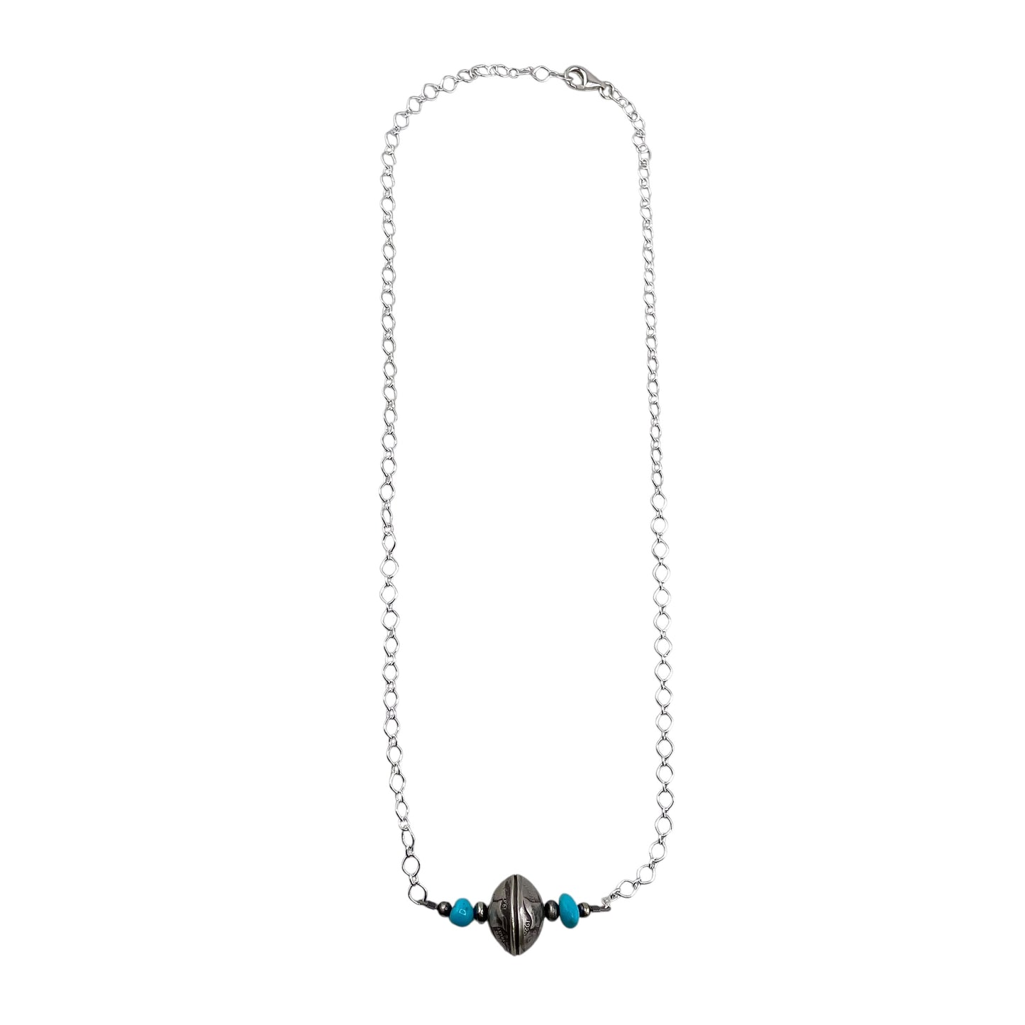 Desert Pearls Mercury Dime Coin Turquoise Bar Necklace Sterling Silver