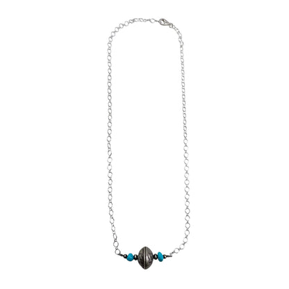 Desert Pearls Mercury Dime Coin Turquoise Bar Necklace Sterling Silver