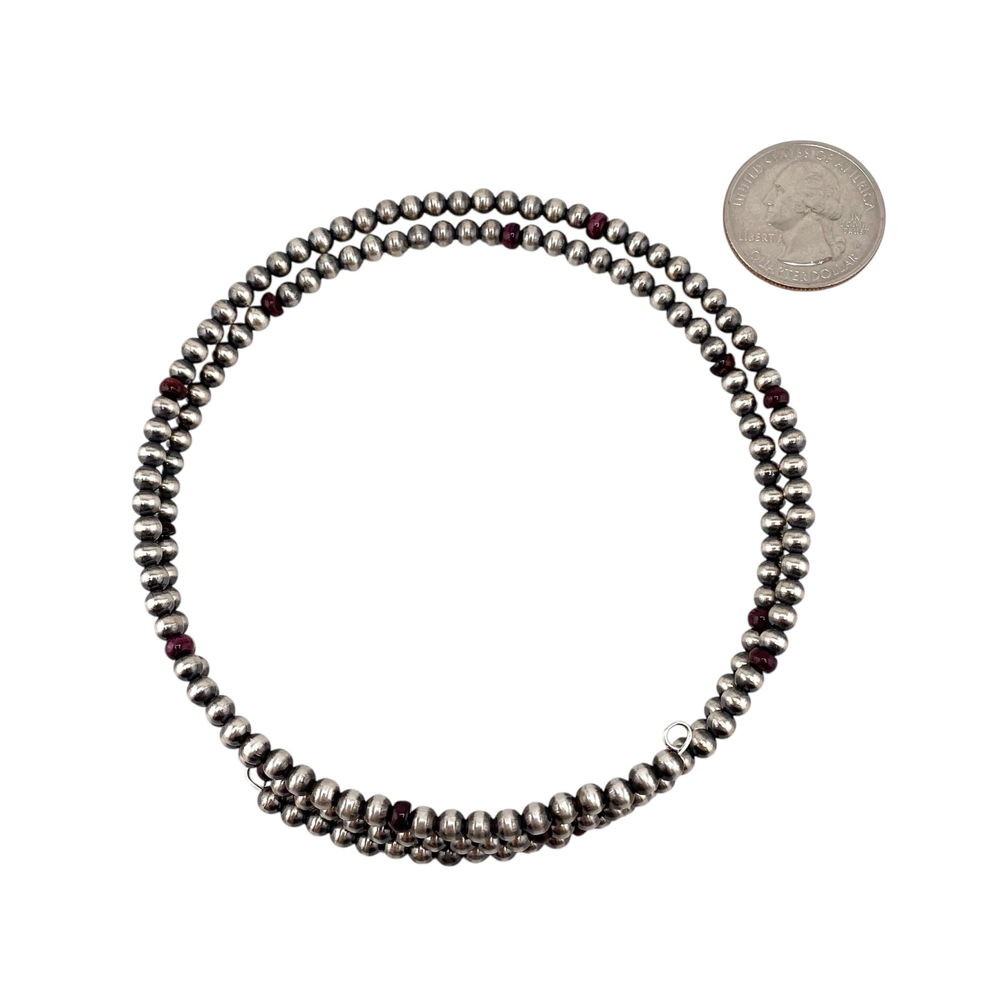 Purple Spiny Oyster Desert Pearls 4mm Bead Wrap Necklace Sterling Silver