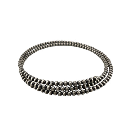 Desert Pearls 4mm Bead Wrap Necklace Sterling Silver