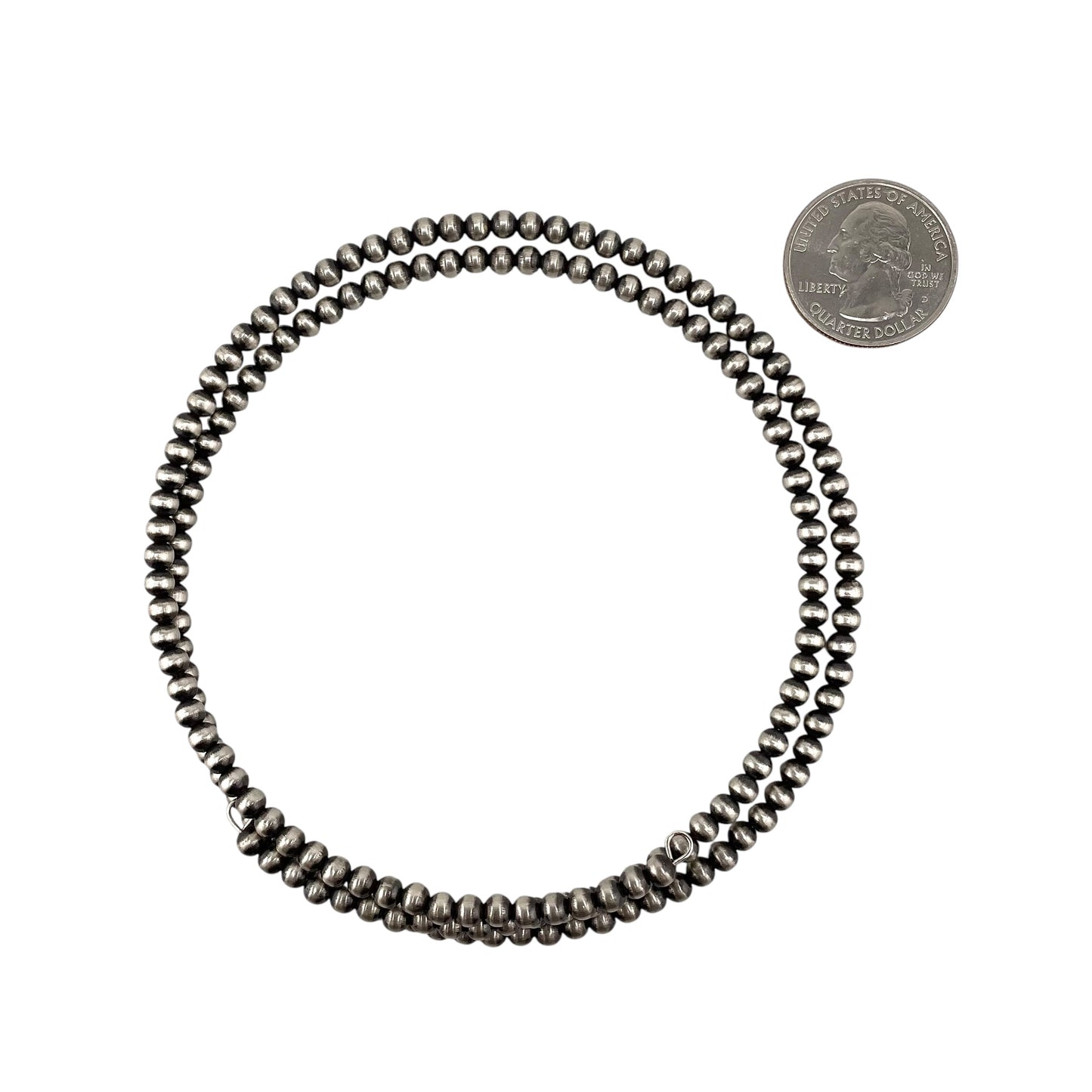 Desert Pearls 4mm Bead Wrap Necklace Sterling Silver