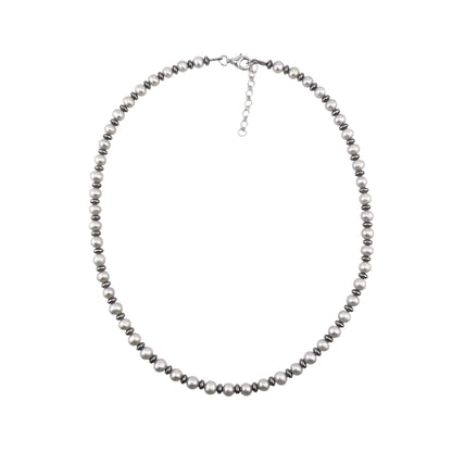 Desert Pearls & White Pearls Rondelle Bead Necklace Sterling Silver