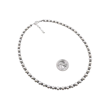 Desert Pearls & White Pearls Rondelle Bead Necklace Sterling Silver
