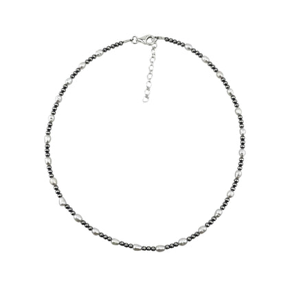 Desert Pearls & White Pearls Rice Bead 3mm Necklace Sterling Silver