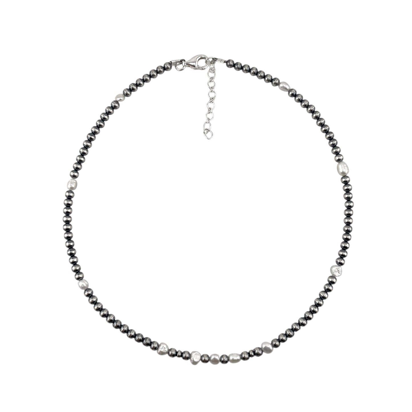 Desert Pearls & White Pearls Bead Necklace Sterling Silver