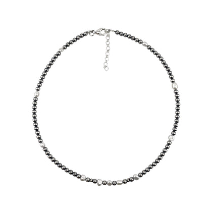 Desert Pearls & White Pearls Bead Necklace Sterling Silver