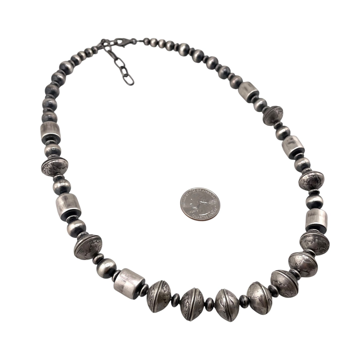 Desert Pearls & Mercury Dime Coin Necklace Sterling Silver
