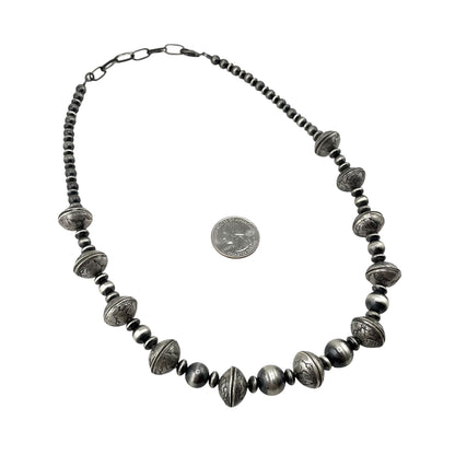 Desert Pearls & Mercury Dime Coin Necklace Sterling Silver 22"