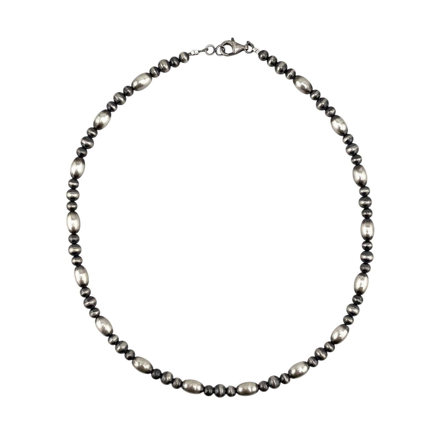 Desert Pearls Round & Oval Bead Necklace Sterling Silver