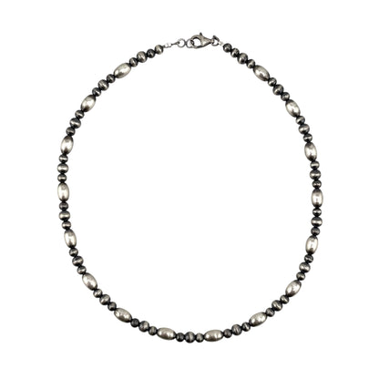 Desert Pearls Round & Oval Bead Necklace Sterling Silver