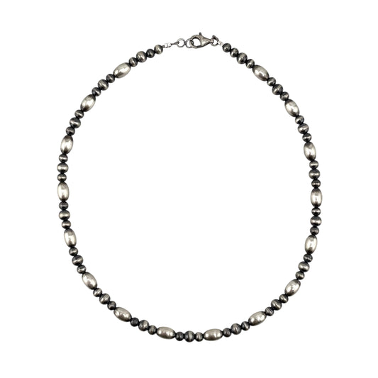 Desert Pearls Round & Oval Bead Necklace Sterling Silver