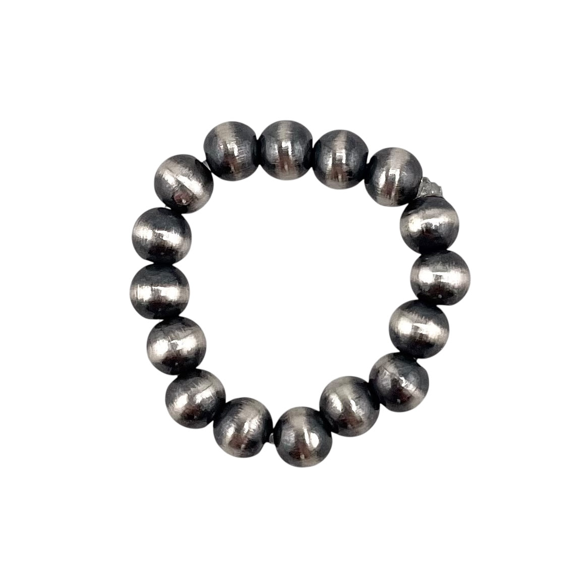 Desert Pearl 4mm Bead Stretch Ring Sterling Silver