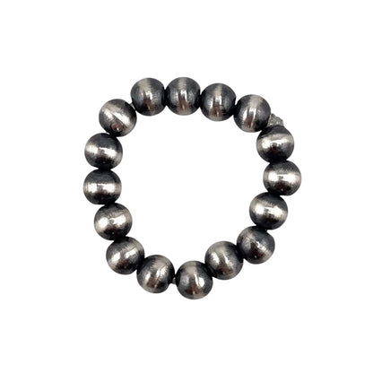 Desert Pearl 4mm Bead Stretch Ring Sterling Silver