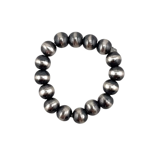 Desert Pearl 4mm Bead Stretch Ring Sterling Silver