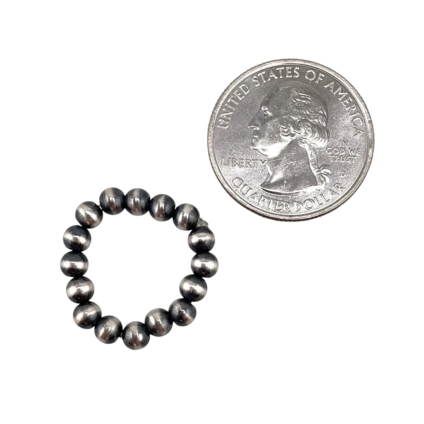 Desert Pearl 4mm Bead Stretch Ring Sterling Silver