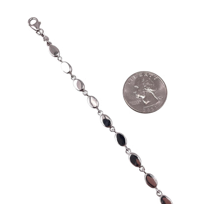 White Lab Opal 5mm Oval Link Bracelet Sterling Silver