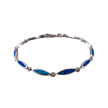 Blue Lab Opal 3.5mm Link Bracelet Sterling Silver