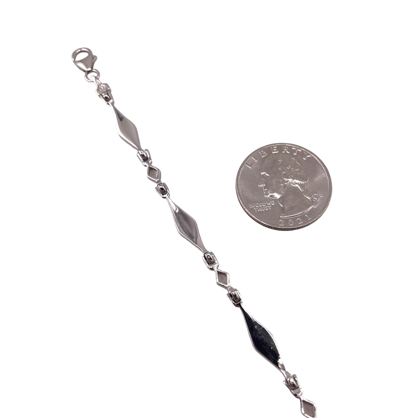 Pink Lab Opal 5mm Diamond Link Bracelet Sterling Silver