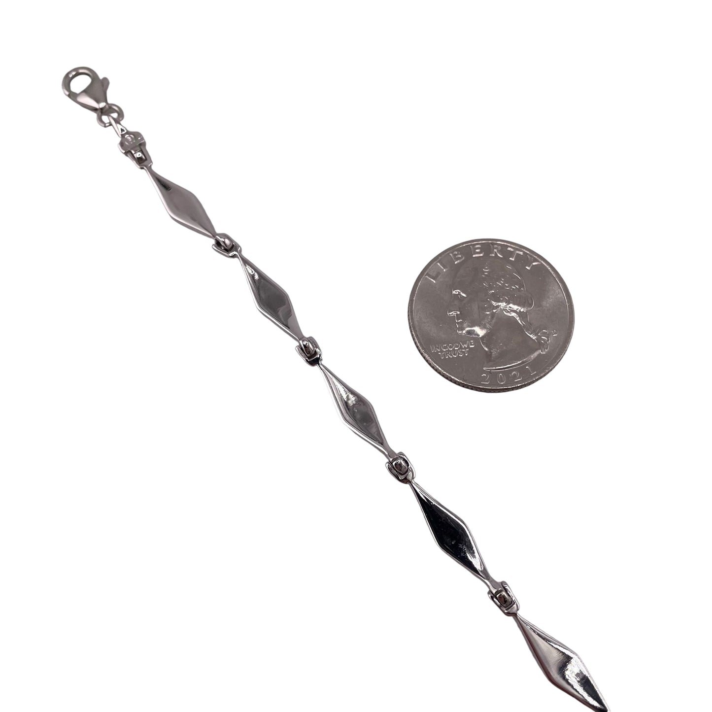 Pink Lab Opal 5mm Diamond Link Bracelet Sterling Silver