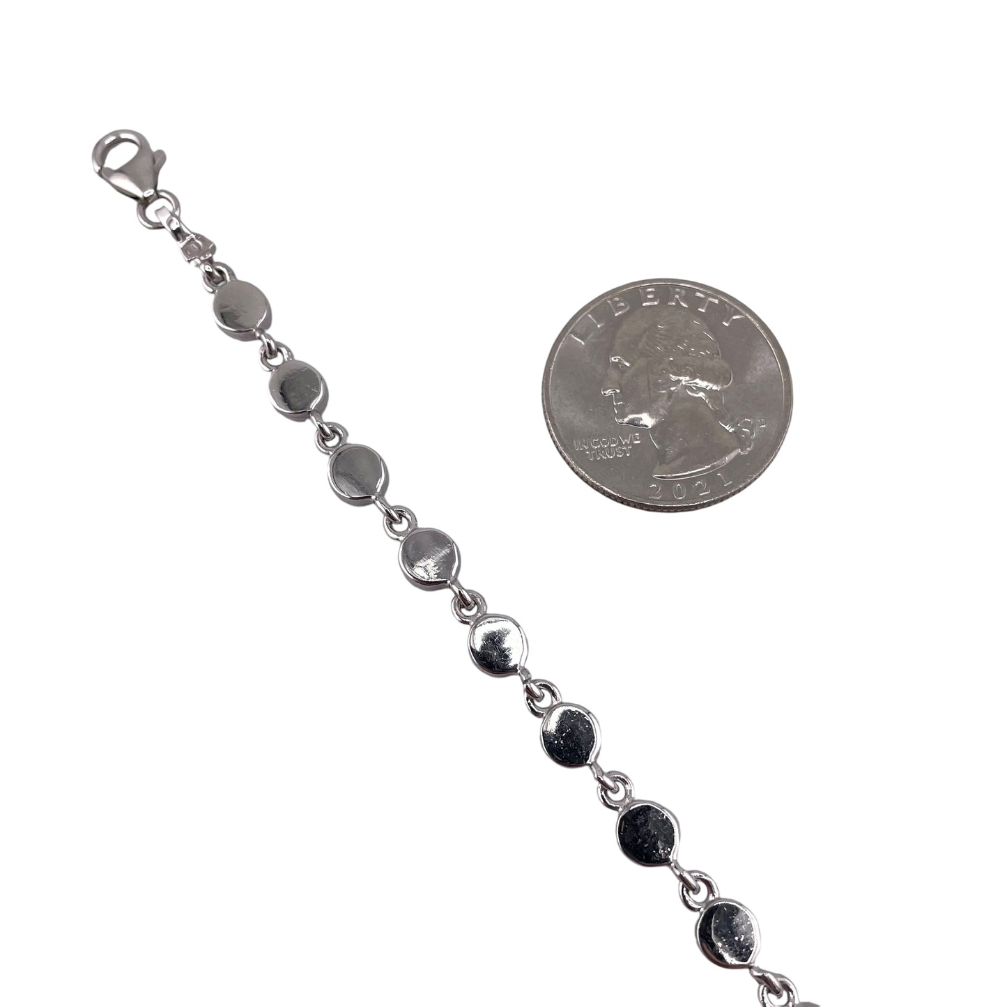 Blue Lab Opal 5.5mm Circle Link Bracelet Sterling Silver