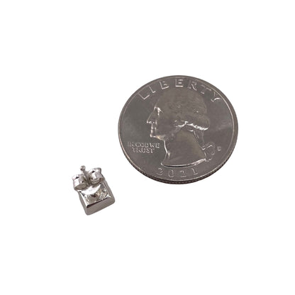 Blue Lab Opal 6mm Square Stud Earrings Sterling Silver