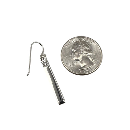 Blue Lab Opal Rectangle Dangle Earrings Sterling Silver