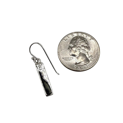 White Lab Opal Rectangle Dangle Earrings Sterling Silver
