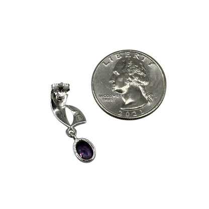 Blue Lab Opal Amethyst CZ Dangle Earrings Sterling Silver