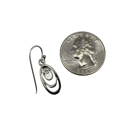 Blue Lab Opal Oval Dangle Earrings Sterling Silver