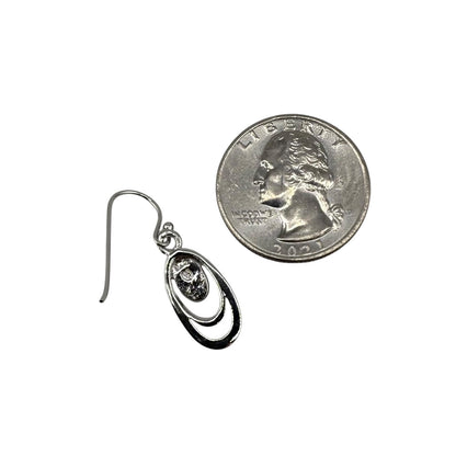 White Lab Opal Oval Dangle Earrings Sterling Silver