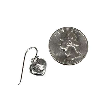 White Lab Opal Heart Dangle Earrings Sterling Silver